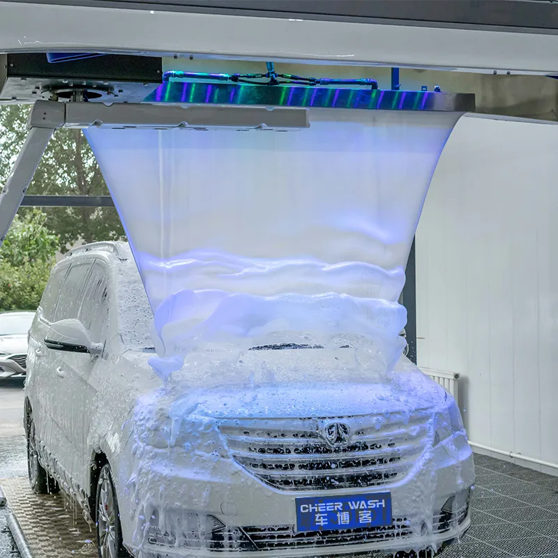Foam covering the body of a car